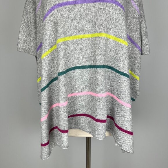 LOFT Womens Gray Striped Turtleneck Poncho Sweater Short Sleeves size XS Small - Picture 6 of 16